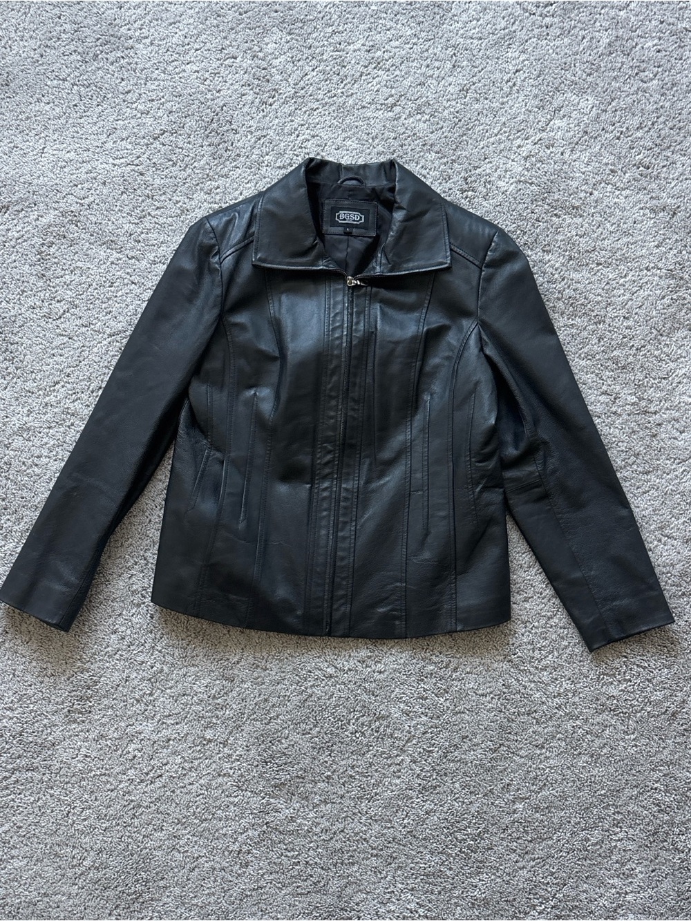 BGSD Wilsons Leather Black Faux Leather Zip Jacket